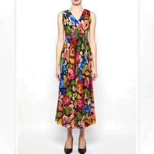 FUZZI Floral-Print Tulle Midi Dress NEW